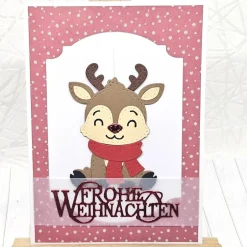 Weihnachtskarten|Kleine Schätze Handgemachte Weihnachtskarte mit Rentieranhänger – Unikat mit Umschlag & Dekoanhänger