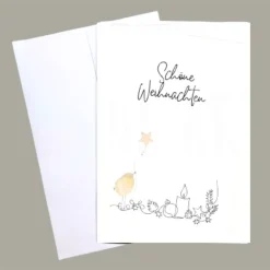 Weihnachtskarten|Stoneart2015 Handgemachte Weihnachtskarte „Schöne Weihnachten“ mit Mini-Steinmotiv & Umschlag – Edle Karte für persönliche Grüße