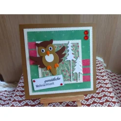 Weihnachtskarten|Wollzottel Handgemachte Weihnachtskarte mit Eule