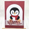 Weihnachtskarten|Kleine Schätze Handgemachte Weihnachtskarte A6 mit Pinguin und rotem Schal – liebevoller Wintergruß in Rot-Weiß“