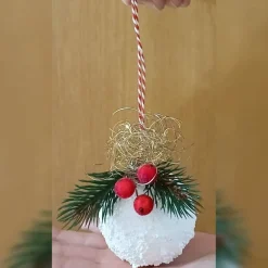 Handgemachte Weihnachtskugeln 2er Set, Schnee Weihnachtskugeln, Schnee Weihnachtsschmuck, Winter Weihnachtsdeko Baumschmuck