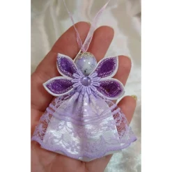 Sale Handgemachter Lavendelfarbener Weihnachtsengel – festlich und elegant Baumschmuck