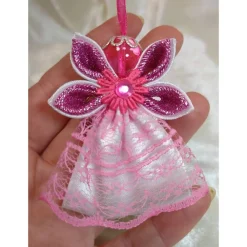 Sale Handgemachter Weihnachtsengel in Pink – festlich und elegant Baumschmuck