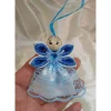 Baumschmuck|Handmade by Svetlana Handgemachter Weihnachtsengel – Blau/Weiß – zarte Spitze und Satinband