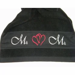 Clearance handgesticktes Handtuch Mr + Mr weiß oder schwarz mit Herz Geschenk zur Hochzeit zweier Männer Hochzeitsgeschenke