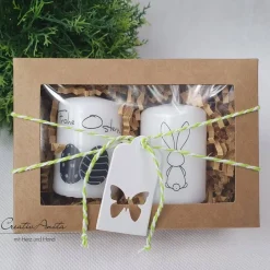 Outlet Handverzierte Osterkerzen - 2 Stück - kleines Mitbringsel "Frohe Ostern" in Geschenkbox Ostergeschenke