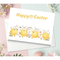 Clearance Happy Easter Ostergrußkarte, Hühner Osterkarte, Osterkarte mit Umschlag, Ostergrußkarte mit Hühnern, Grußkarte zu Ostern Osterkarten