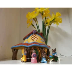 Best Hasen Haus aus Keramik zum Beleuchten Osterhasen