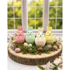 Osterkerzen|Lumiver Hasen Kerze 10cm in Eierschale, schlüpfender Hase in Pastellfarben als Ostergeschenk
