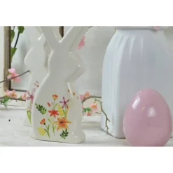 Sale Hasenpärchen weiß Porzellan mit zarten Blüten, Osterhase, Ostern, skandic Osterdeko