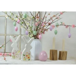 Sale Hasenpärchen weiß Porzellan mit zarten Blüten, Osterhase, Ostern, skandic Osterdeko