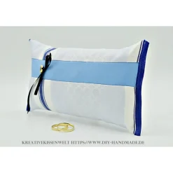 Ringkissen|Handmade-in-Franken Hellblaues Ringkissen rechteckig 22x12 cm – Unikat aus Baumwolle für Hochzeit