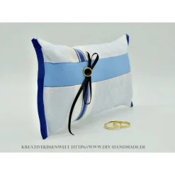 Ringkissen|Handmade-in-Franken Hellblaues Ringkissen rechteckig 22x12 cm – Unikat aus Baumwolle für Hochzeit
