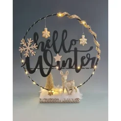 Clearance Hello Winter in edler Ausführung mit Beleuchtung,Winter,Weihnachten,Deko,Geschenk,UNIKAT Kerzen & Beleuchtung