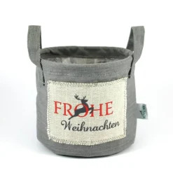 Weihnachtsdeko|ZWEIFARBIG Henkeltopf **WeihNACHTen4* von Leinen Weihnachten Übertopf Weihnachtsdeko Hirsch Dekotopf