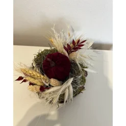 Discount Herbstdeko Herbstgesteck Kürbis Trockenblumen weinrot Herbst