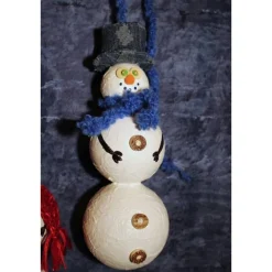 Clearance Herbstdeko SCHNEEMANN-DUO ROT/BLAU 2er Set Handgemachte Hängedeko aus Kunststoffkugeln für Deine Winterdeko Herbst