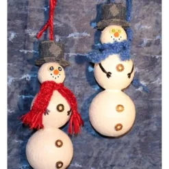 Clearance Herbstdeko SCHNEEMANN-DUO ROT/BLAU 2er Set Handgemachte Hängedeko aus Kunststoffkugeln für Deine Winterdeko Herbst
