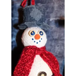 Clearance Herbstdeko SCHNEEMANN-DUO ROT/BLAU 2er Set Handgemachte Hängedeko aus Kunststoffkugeln für Deine Winterdeko Herbst