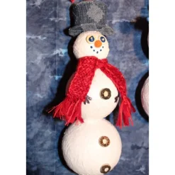 Clearance Herbstdeko SCHNEEMANN-DUO ROT/BLAU 2er Set Handgemachte Hängedeko aus Kunststoffkugeln für Deine Winterdeko Herbst