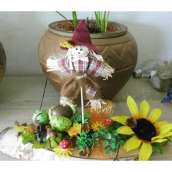 Outlet Herbstdeko Tischdeko Feld Garten – Erntedankfest Sonnenblume Vogelscheuche auf Baumscheibe Tischdekoration