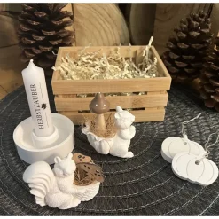Discount Herbstzauber Geschenkset handgemachte Raysin-Deko mit Eichhörnchen Kürbissen & Kerzenlicht Herbst