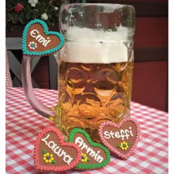 New Herz Markierung Maßkrug mit Namen 6er SET - Maßkrugmarkierung Bierglasmarkierung Filzherz Bierglas Bierkrugmarkierung Essen & Trinken