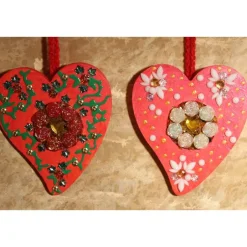 Best Herzen aus Holz HERZERLDUO ROT 2er-Set Valentinsgeschenk Muttertagsgeschenk Hängedeko Geburtstagsgeschenk Valentinstagsgeschenke