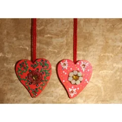 Best Herzen aus Holz HERZERLDUO ROT 2er-Set Valentinsgeschenk Muttertagsgeschenk Hängedeko Geburtstagsgeschenk Valentinstagsgeschenke