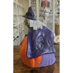 Clearance Hexe und Halloweenkürbis - Dekofigur - Halloween - Keramik - Teelicht Deko Halloween