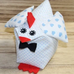 Clearance Hühner Set Brautpaar – Deko Stoffhühner Hochzeit Weiß Hellblau Punkte - Hochzeitsdeko