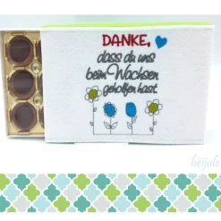 Danksagungskarten|beijule Hülle für Haselnusspralinen