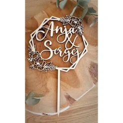 Clearance Hochzeits Cake Topper / Kuchendeko zur Hochzeit Caketopper personalisiert mit Namen Hexagram Hochzeitsdeko