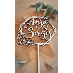 Clearance Hochzeits Cake Topper / Kuchendeko zur Hochzeit Caketopper personalisiert mit Namen Hexagram Hochzeitsdeko