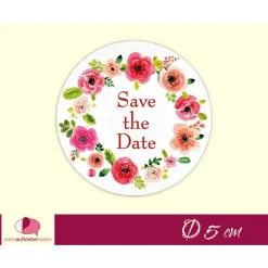 Online Hochzeitsaufkleber | Blumenkranz nach Aquarellart - Save the Date - rot Einladungskarten