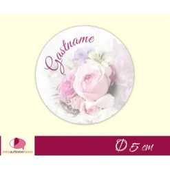 Sale Hochzeitsaufkleber | Blumenstrauß  rosa - personalisierbar mit Gastname Gastgeschenke