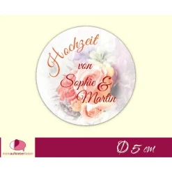 Sale Hochzeitsaufkleber | Blumenstrauß  orange Einladungskarten