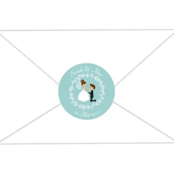 Online Hochzeitsaufkleber | Brautpaar Heiratsantrag - aqua Gastgeschenke