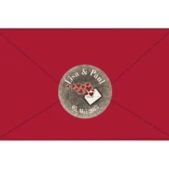 Outlet Hochzeitsaufkleber | Liebesbrief mit Herzen Einladungskarten