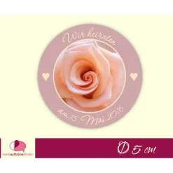 Einladungskarten|meinAufkleberladen Hochzeitsaufkleber | Rose - Wir heiraten - personalisierbar
