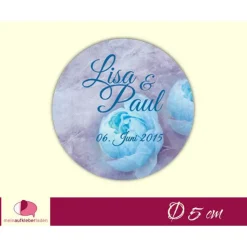 Best Hochzeitsaufkleber | Vintage Pfingstrose - blau - personalisierbar Einladungskarten