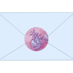 Discount Hochzeitsaufkleber | Vintage Pfingstrose - lila - personalisierbar Einladungskarten