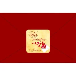 Hochzeitsaufkleber | Wir heiraten -  Liebesbrief mit Herzchen Einladungskarten