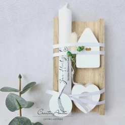 Hochzeitsgeschenke|CreativAnita Hochzeitsgeschenk - Geschenkset mit Beton-Haus, Kerze, Kerzenständer und Trockenblumen dekoriert