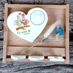 Hot Hochzeitsgeschenk Teelichthalter Herz mit Buchstaben aus Raysin Hochzeitsdeko