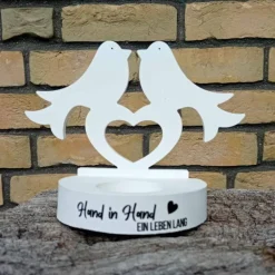 Best Hochzeitsgeschenk Teelichthalter mit Hochzeitstauben aus Raysin Hochzeitsdeko