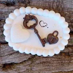 New Hochzeitsgeschenk Verlobungsgeschenk ovale Schale „Schlüssel zu meinem Herzen“ Hochzeitskerzen