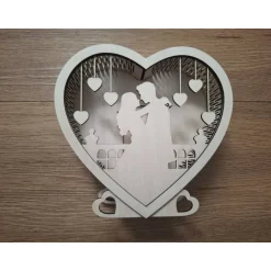 Sale Hochzeitsherz beleuchtet, mit der Silhouette eines Brautpaar, personalisierbar mit Namen und Daten Geschenkverpackungen