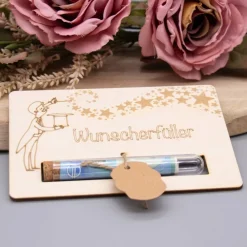 Clearance Holz Geschenkkarte -  Geldgeschenk Wunscherfüller - Zauberer oder Fee Geldgeschenke