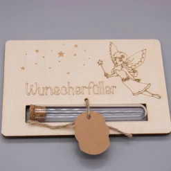 Clearance Holz Geschenkkarte -  Geldgeschenk Wunscherfüller - Zauberer oder Fee Geldgeschenke